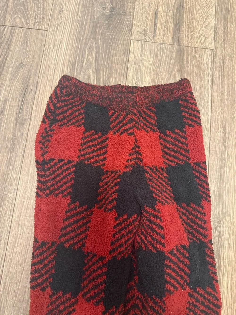 SKIMS Red and Black Buffalo Plaid Kids Pajama Bottoms